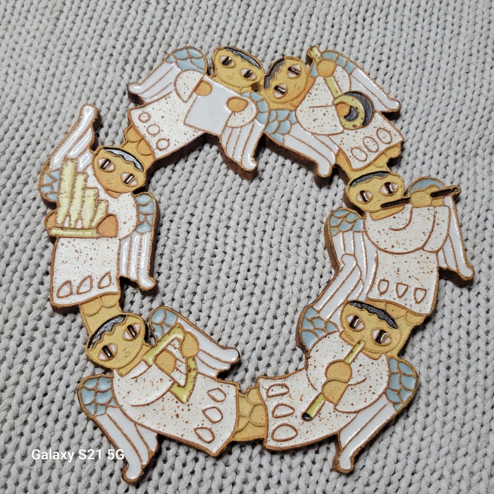 St. Andrews Abbey Benedictine Monks Ceramic Angel Wreath Wall Hanging Music